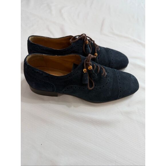 Gucci Navy Blue Suede Bamboo Tassel Lace Up Oxfords Men’s Size 6 1/2 main image 9